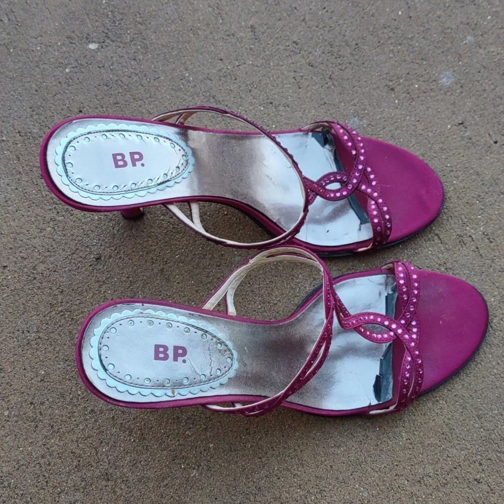 Raspberry, Fushia hot pink bling open toe heeled sandals, BP
